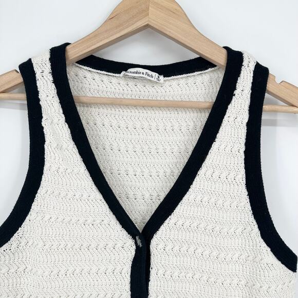 Abercrombie & Fitch Crochet Style Knit Vest Contrast Trim Sleeveless Tank Top - Picture 7 of 13